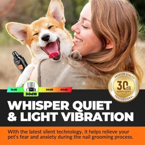 Molinillo de uñas para perros, súper silencioso, recargable y con luz LED.