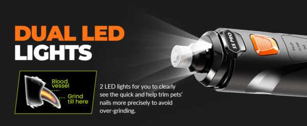 Molinillo de uñas para perros, súper silencioso, recargable y con luz LED.