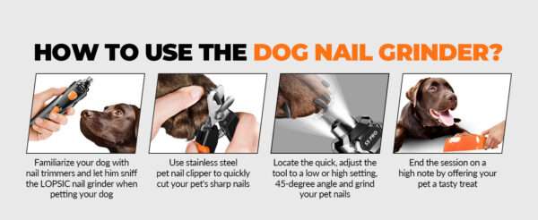 Molinillo de uñas para perros, súper silencioso, recargable y con luz LED.