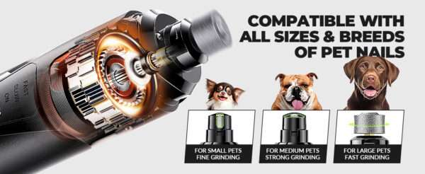 Molinillo de uñas para perros, súper silencioso, recargable y con luz LED.