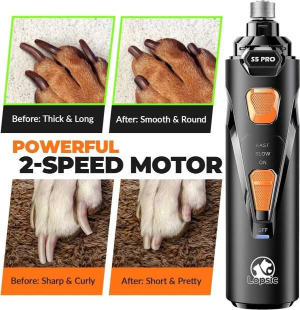 Molinillo de uñas para perros, súper silencioso, recargable y con luz LED.