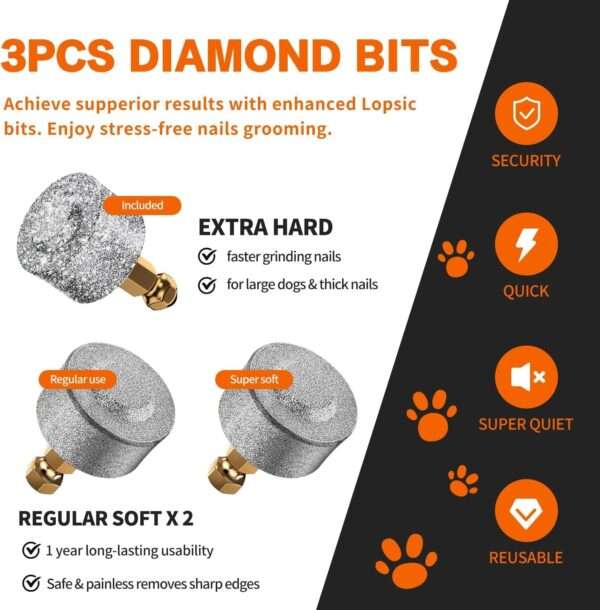 Molinillo de uñas para perros, súper silencioso, recargable y con luz LED.