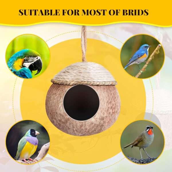 Paquete de 3 nidos de coco para aves.