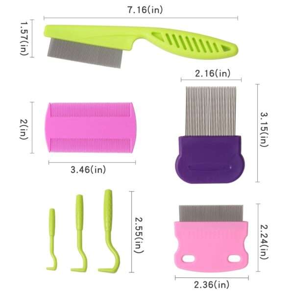 Kit de peines para perros y gatos. Incluye peine antipulgas y peine de dientes finos.