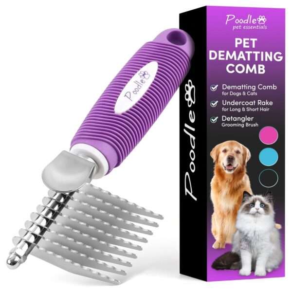 Peine desenredante para perros y gatos, rastrillo de metal profesional.