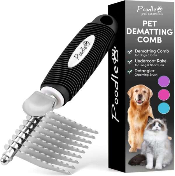 Peine desenredante para perros y gatos, rastrillo de metal profesional.
