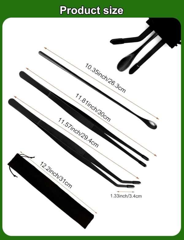 Kit de 2 pinzas de acero inoxidable de 30 cm con puntas de goma y mango antideslizante.