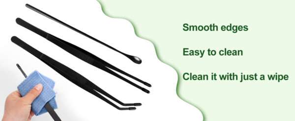 Kit de 2 pinzas de acero inoxidable de 30 cm con puntas de goma y mango antideslizante.