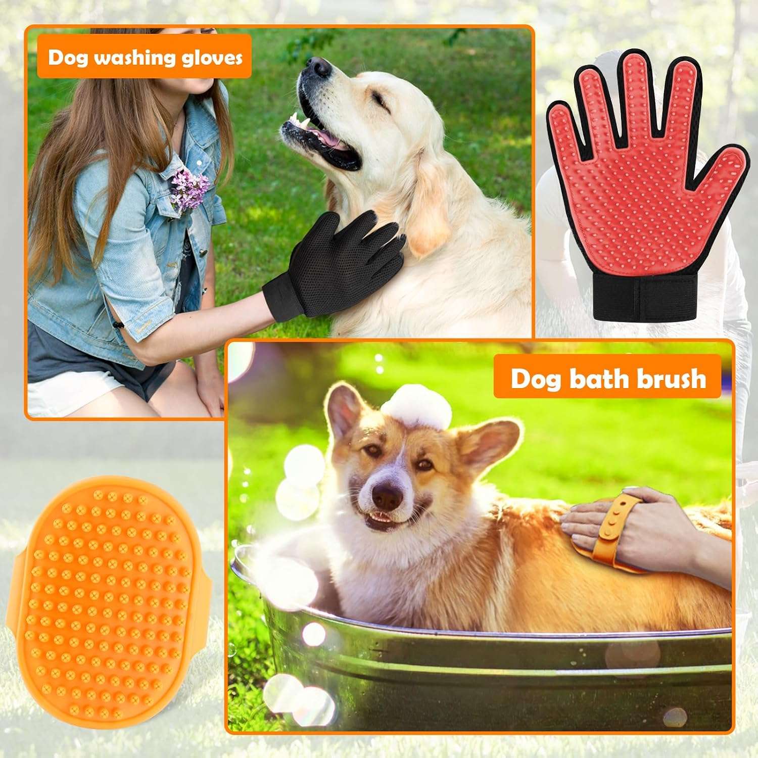 Pistola de agua para lavar perros. Manguera con dispensador de jabón y 8 patrones de rociado.
