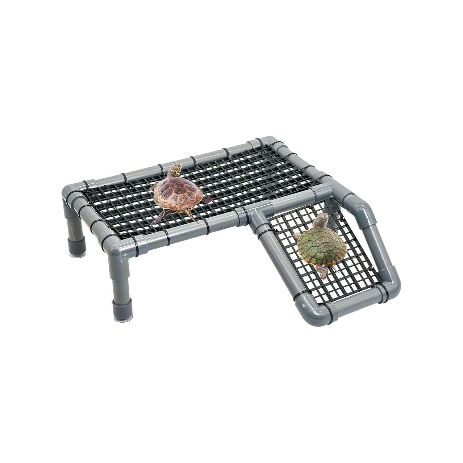 Plataforma flotante de PVC para tortugas, con rampa antideslizante y cuatro ventosas para un soporte firme.