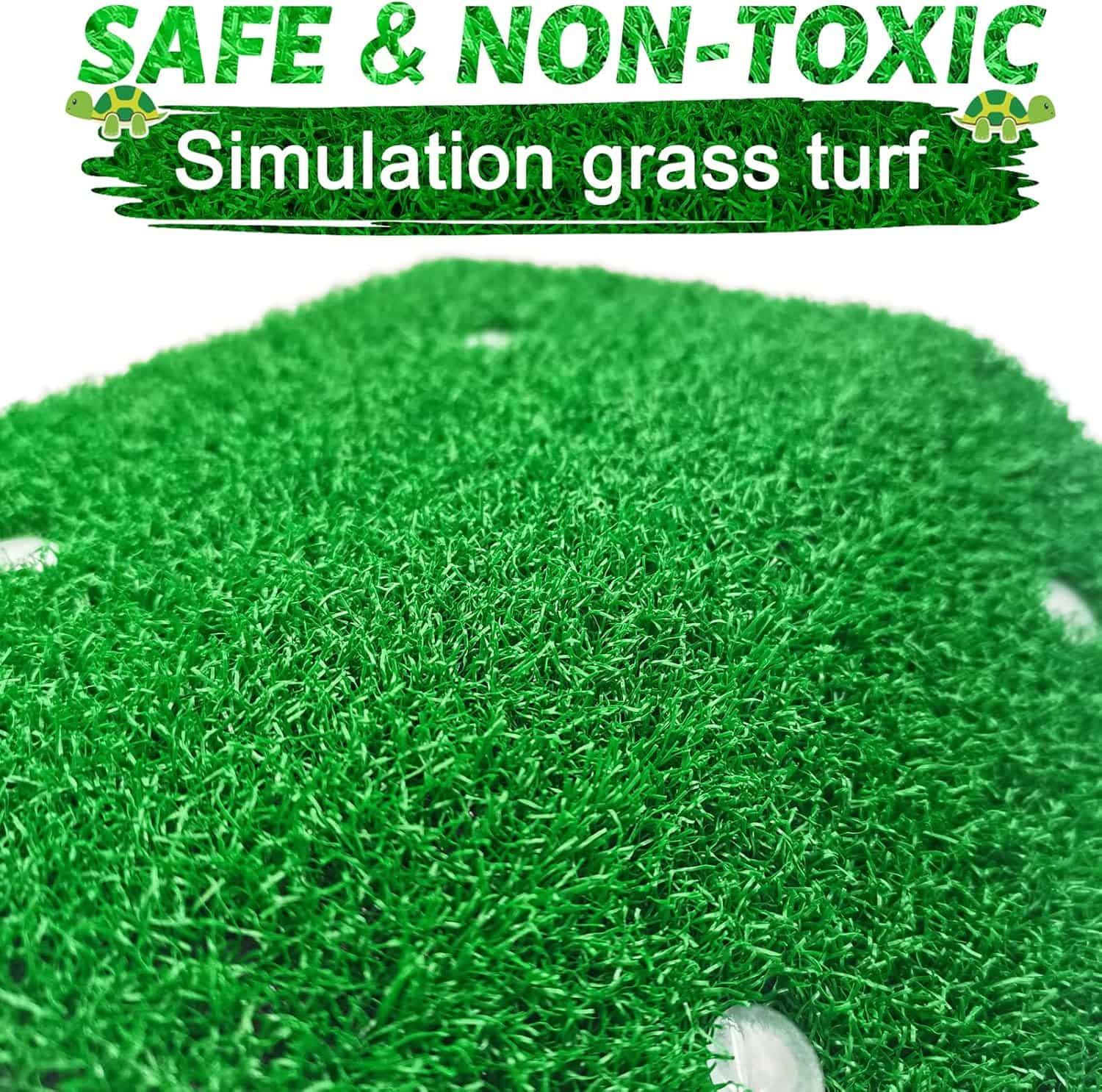 Plataforma de acrílico para tortugas, con rampa de césped artificial antideslizante y 4 ventosas de sujeción.