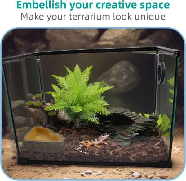 Plataforma de resina con diseño de roca natural, ideal para que reptiles y anfibios se escondan y tomen el sol.
