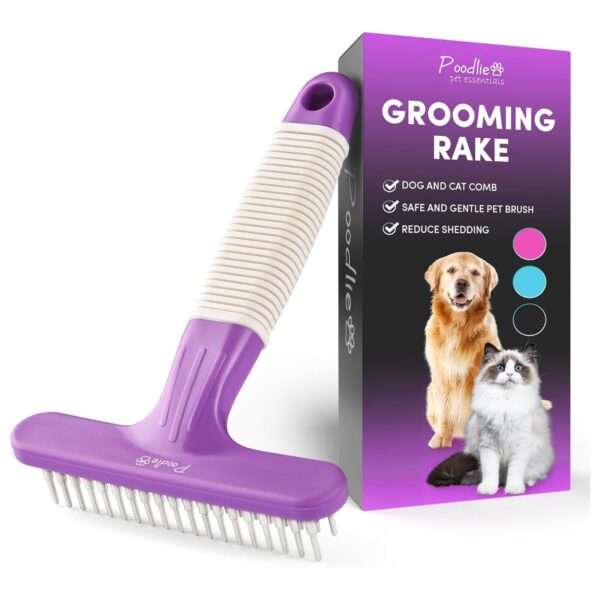 Rastrillo profesional para perros, peine de acero inoxidable de doble fila.