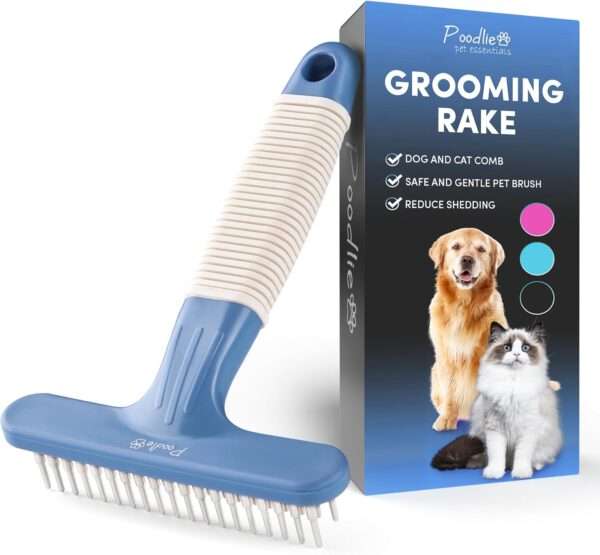 Rastrillo profesional para perros, peine de acero inoxidable de doble fila.