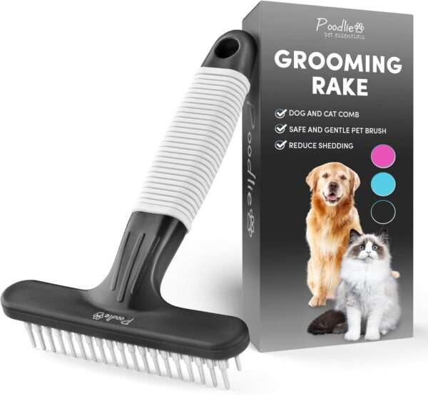 Rastrillo profesional para perros, peine de acero inoxidable de doble fila.