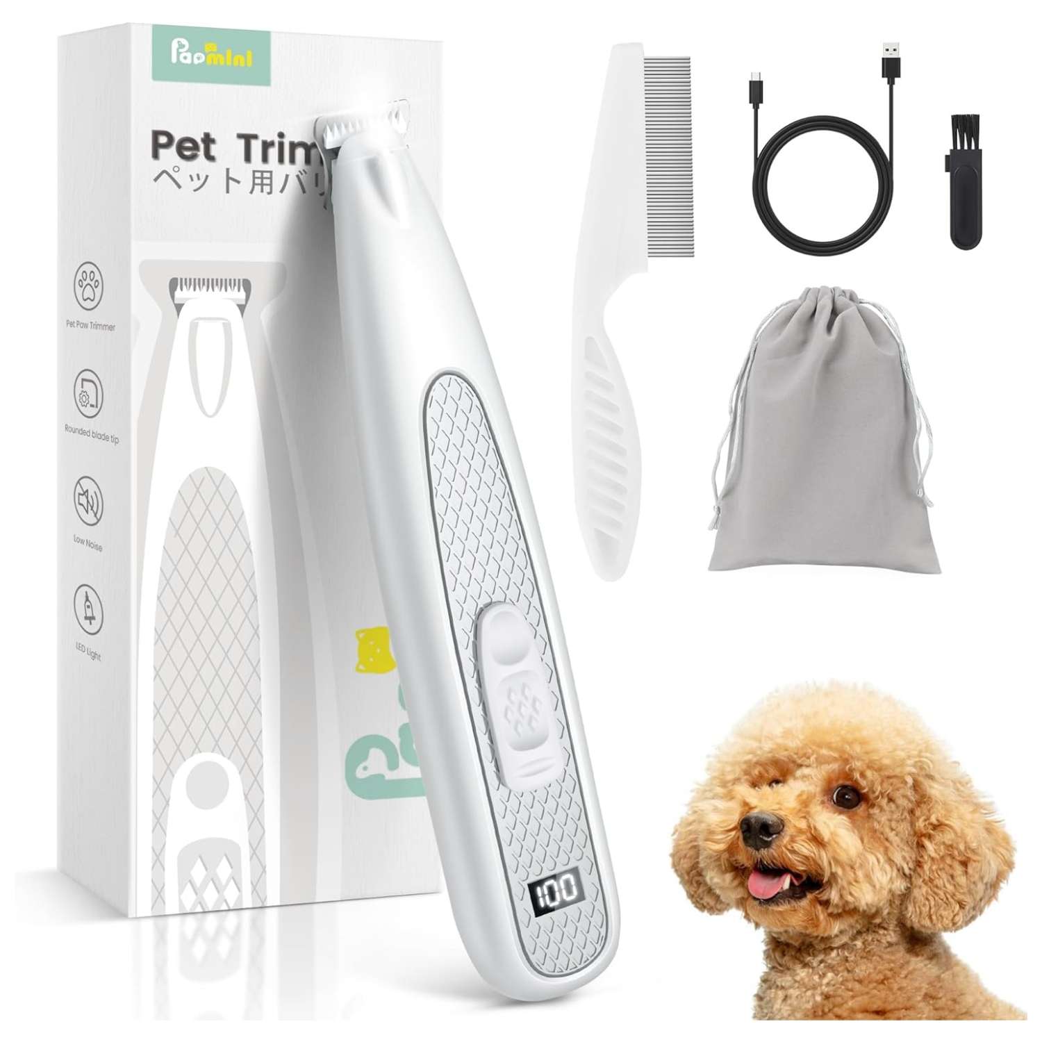 Recortadora de patas para perros con luz LED.