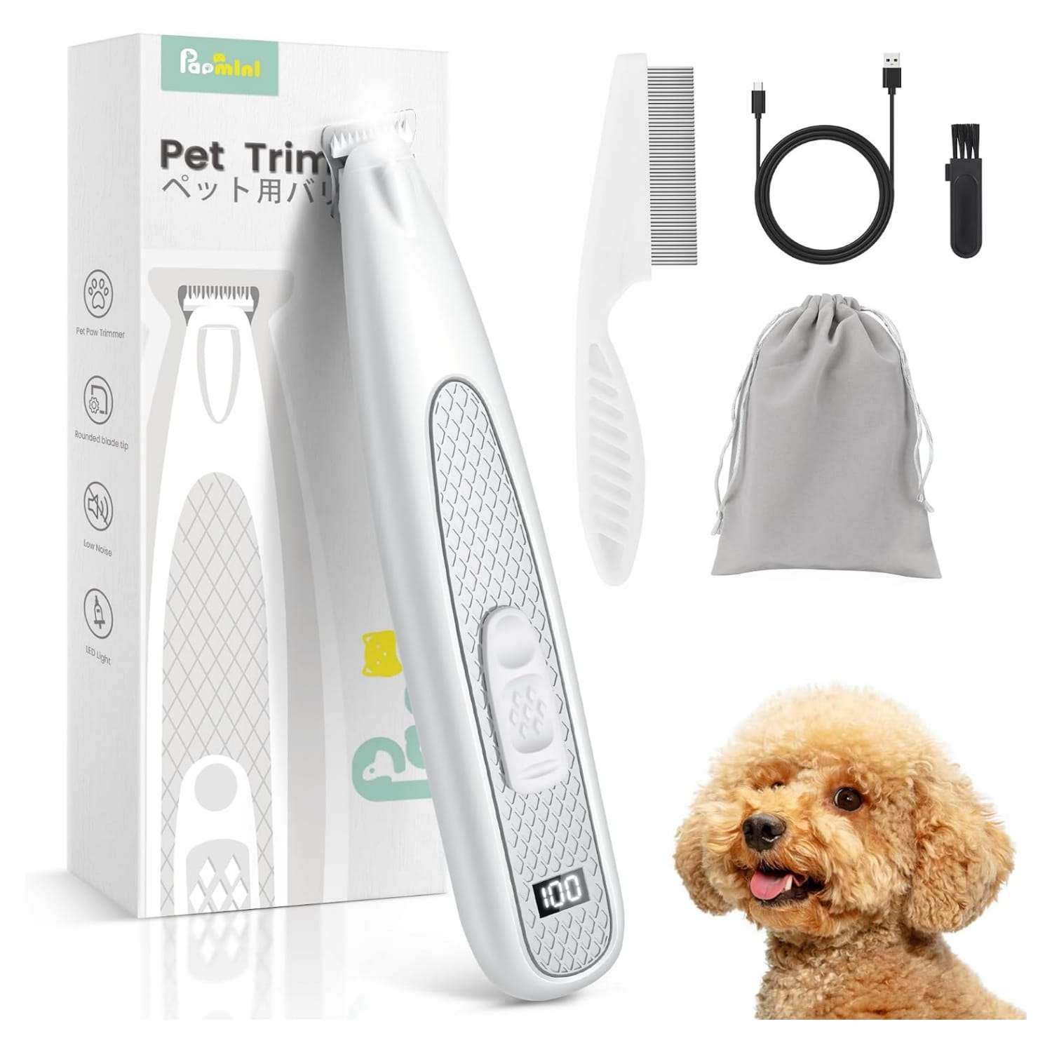 Recortadora de patas para perros con luz LED.