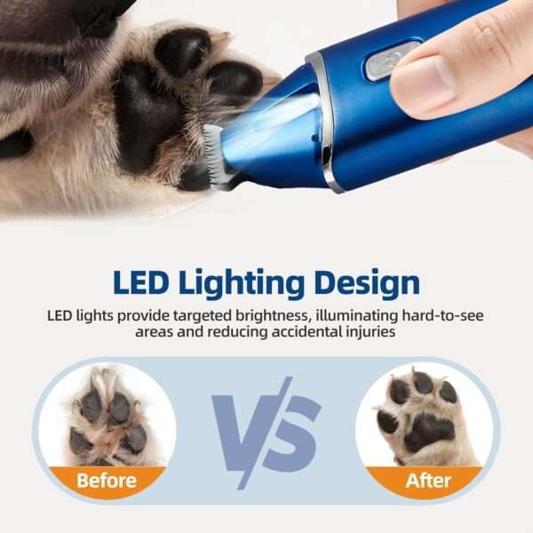 Recortadora de patas para perros, silenciosa, recargable y con luz LED.