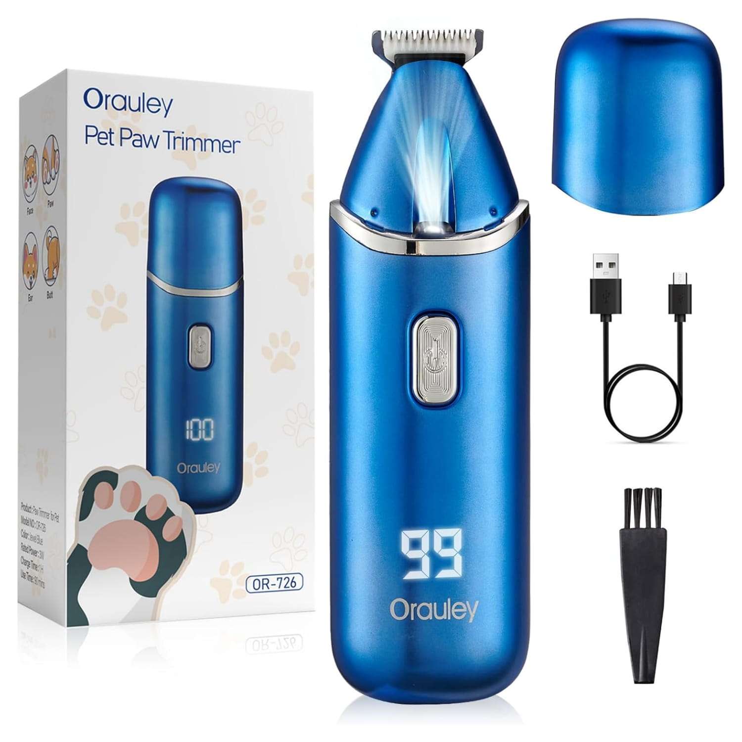 Recortadora de patas para perros, silenciosa, recargable y con luz LED.