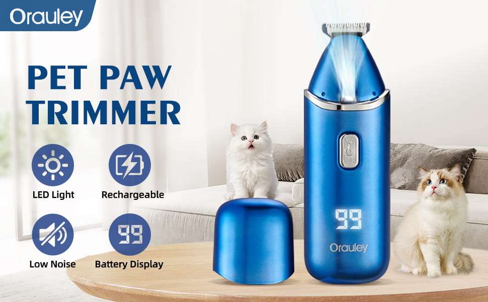 Recortadora de patas para perros, silenciosa, recargable y con luz LED.