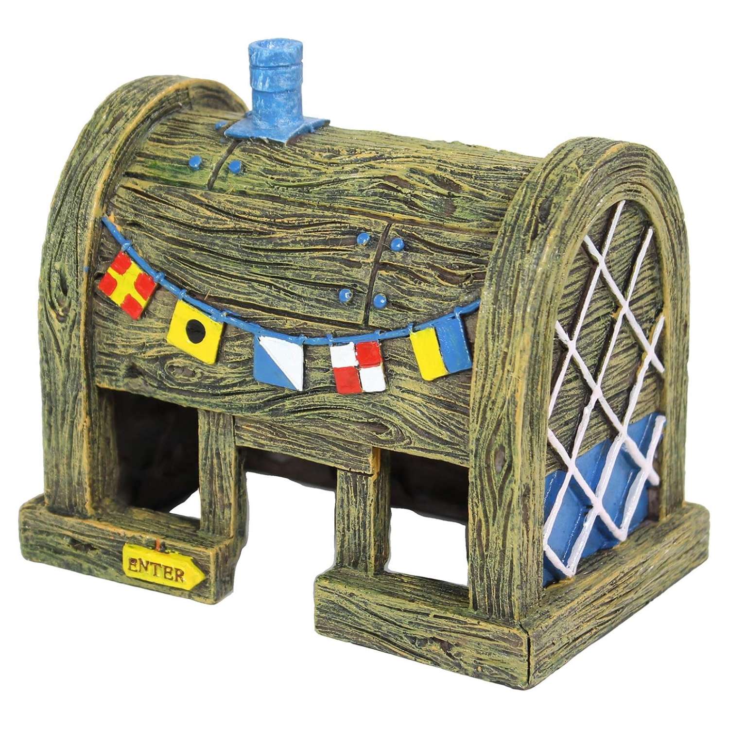 Restaurante Krusty Krab (12x7x11 cm) con licencia oficial, de resina segura, funciona como escondite para peces.