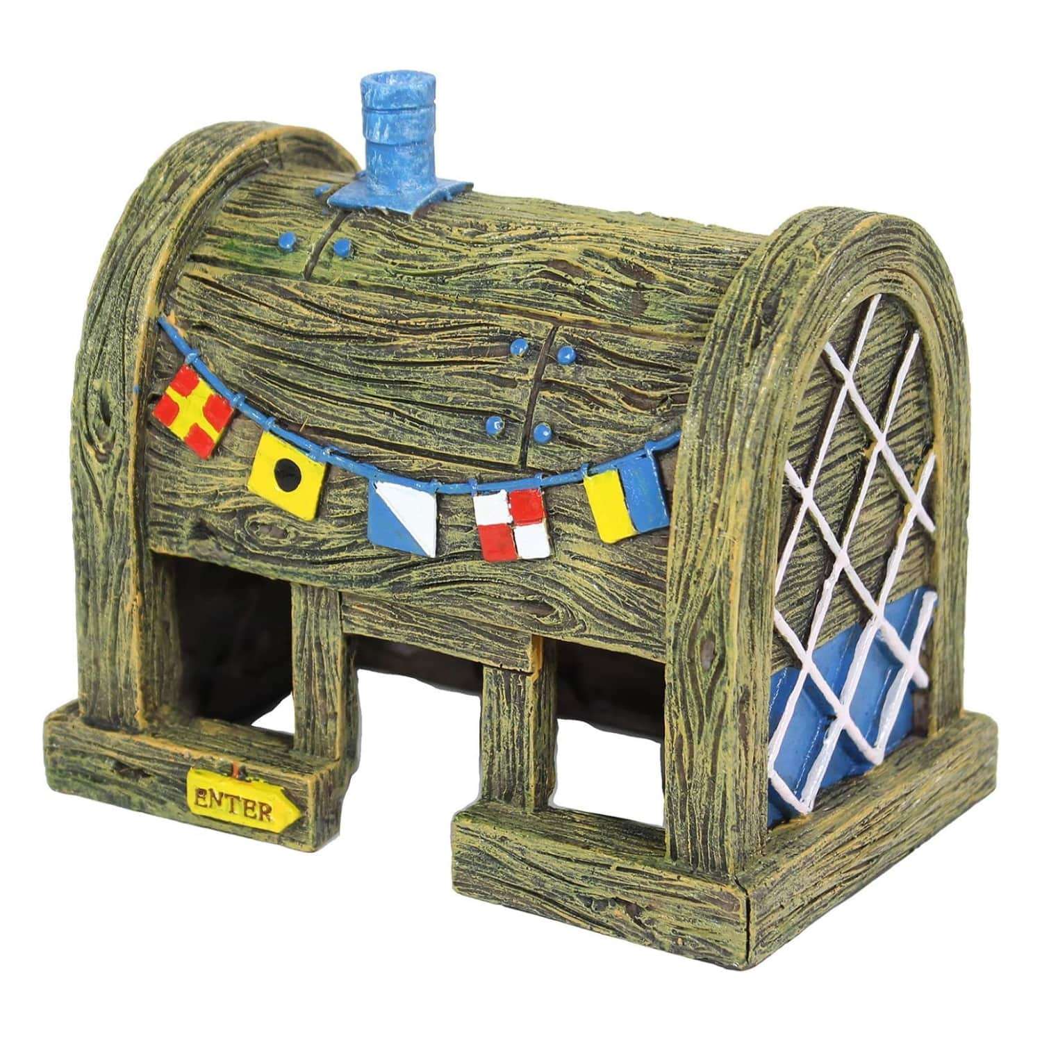 Restaurante Krusty Krab (12x7x11 cm) con licencia oficial, de resina segura, funciona como escondite para peces.