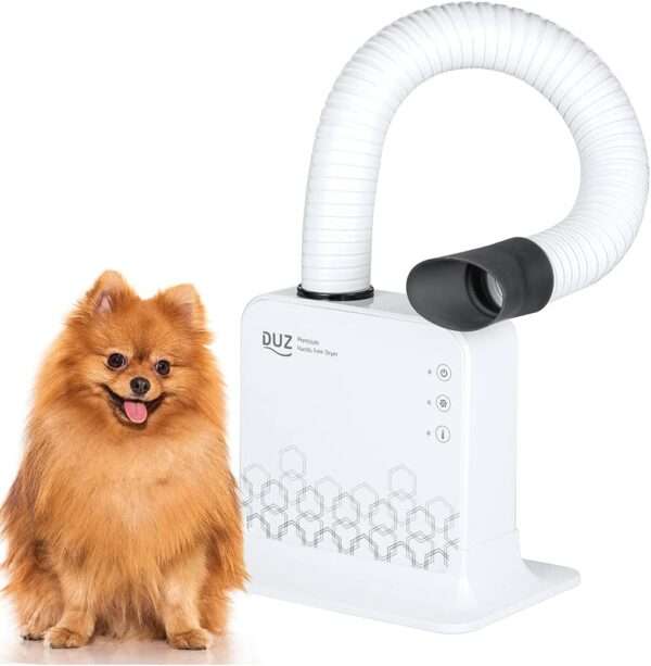Secador profesional para mascotas de 900W, manos libres y con boquillas.