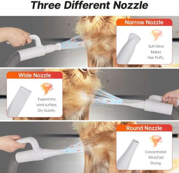 Secador de pelo inteligente para mascotas con pantalla LED y tecnología de iones negativos.