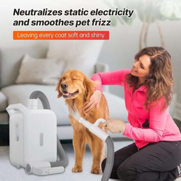 Secador de pelo inteligente para mascotas con pantalla LED y tecnología de iones negativos.