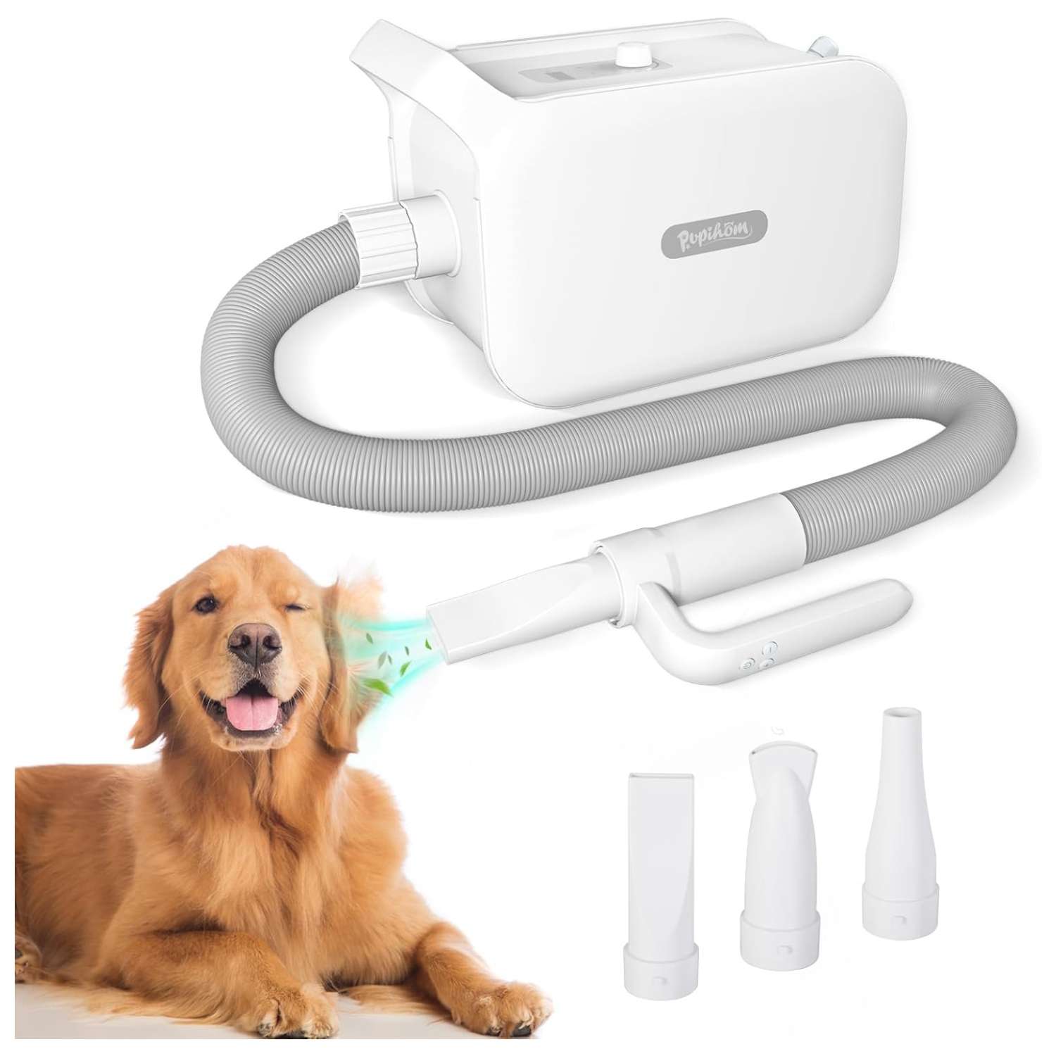 Secador de pelo inteligente para mascotas con pantalla LED y tecnología de iones negativos.