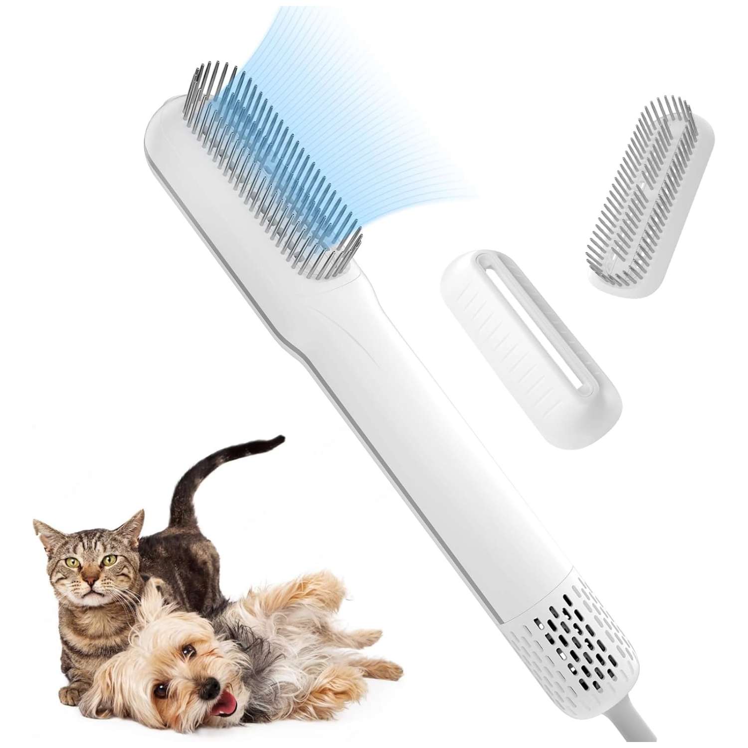 Secador de pelo y cepillo 2 en 1 para gatos, silencioso y portátil con 800 W de potencia.