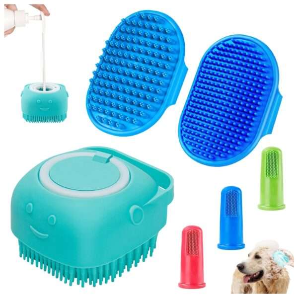 Kit de 6 cepillos de aseo para perros y gatos. Incluye cepillo de baño y cepillo de dientes.