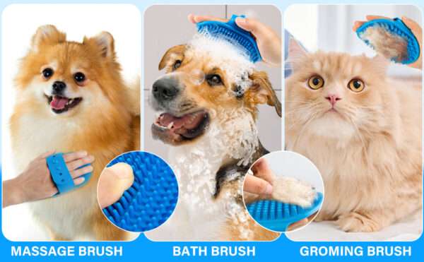 Kit de 6 cepillos de aseo para perros y gatos. Incluye cepillo de baño y cepillo de dientes.