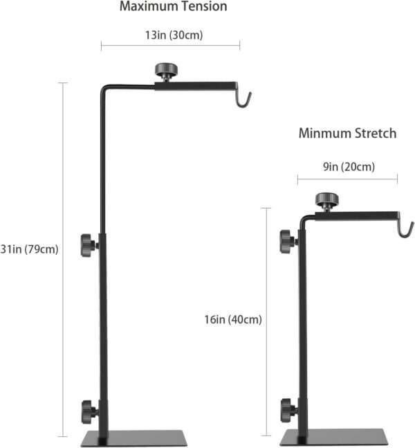 Soporte de lámpara metálico con alta carga, altura ajustable (40-79 cm) y base para terrarios.