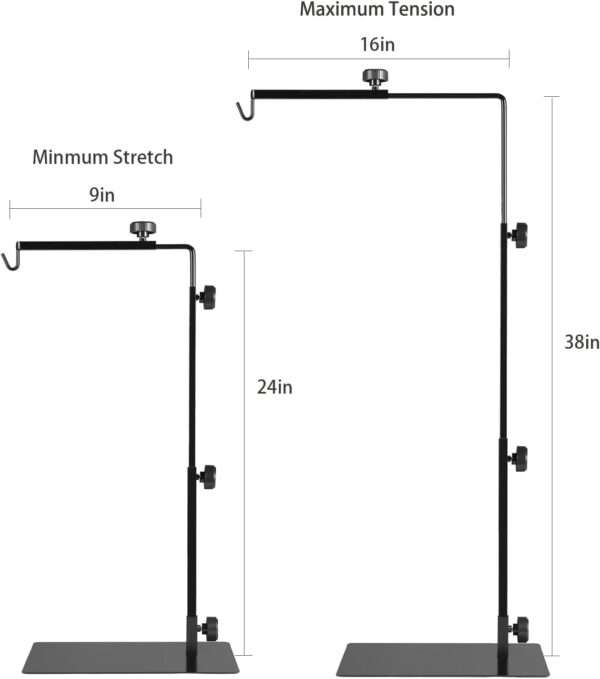 Soporte de lámpara metálico con alta carga, altura ajustable (40-79 cm) y base para terrarios.