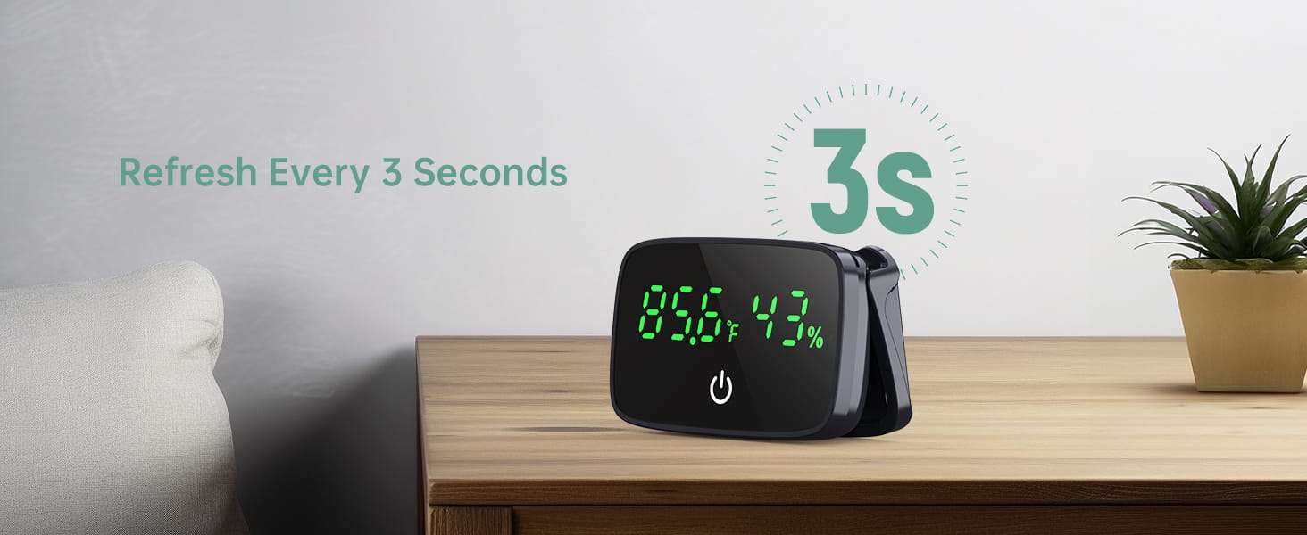 Termómetro digital y medidor de humedad 2 en 1 para terrario con pantalla LED y sonda de 80 cm.