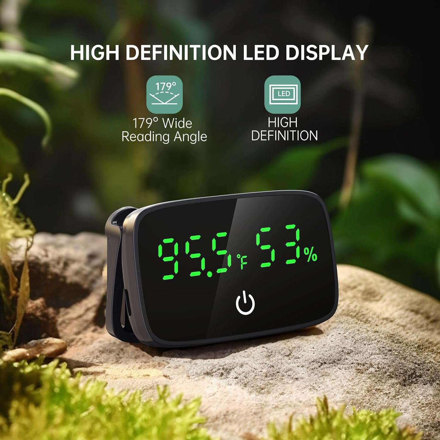 Termómetro digital y medidor de humedad 2 en 1 para terrario con pantalla LED y sonda de 80 cm.