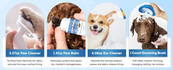 Toallitas de limpieza para perros. Solución de aseo sin enjuague para patas y cuerpo.
