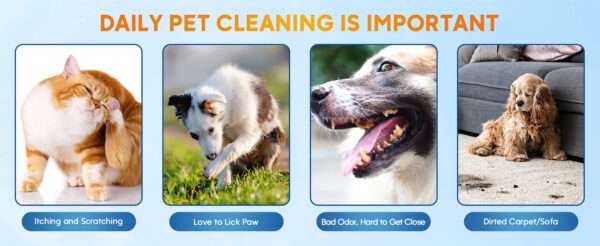 Toallitas de limpieza para perros. Solución de aseo sin enjuague para patas y cuerpo.