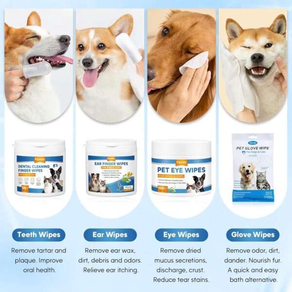 Toallitas de limpieza para perros. Solución de aseo sin enjuague para patas y cuerpo.
