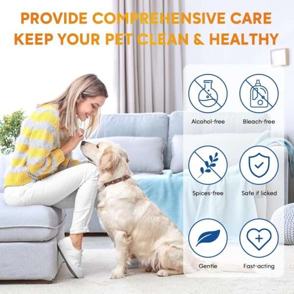 Toallitas de limpieza para perros. Solución de aseo sin enjuague para patas y cuerpo.