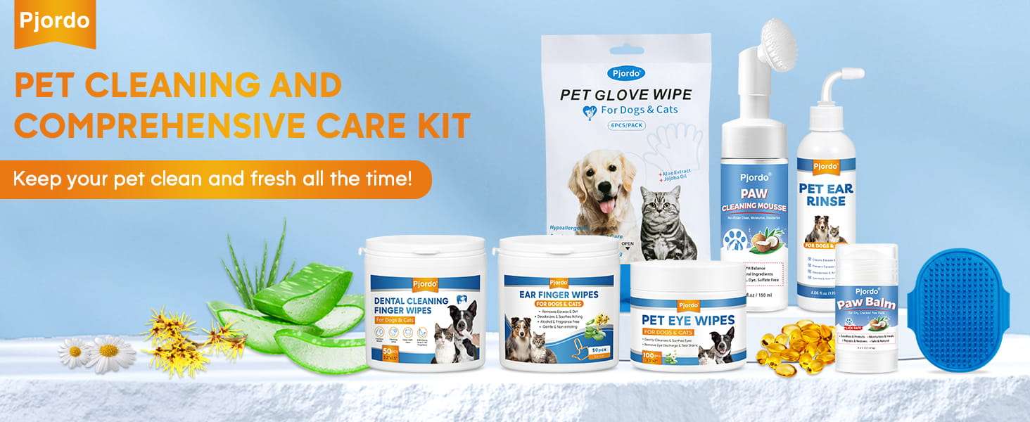 Toallitas de limpieza para perros. Solución de aseo sin enjuague para patas y cuerpo.