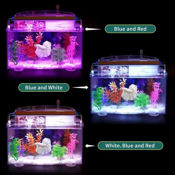 Acuario acuapónico de autolimpieza (31x26x18 cm) con función de cascada e hidropónica. Kit completo para peces betta, incluye calentador y luz LED.