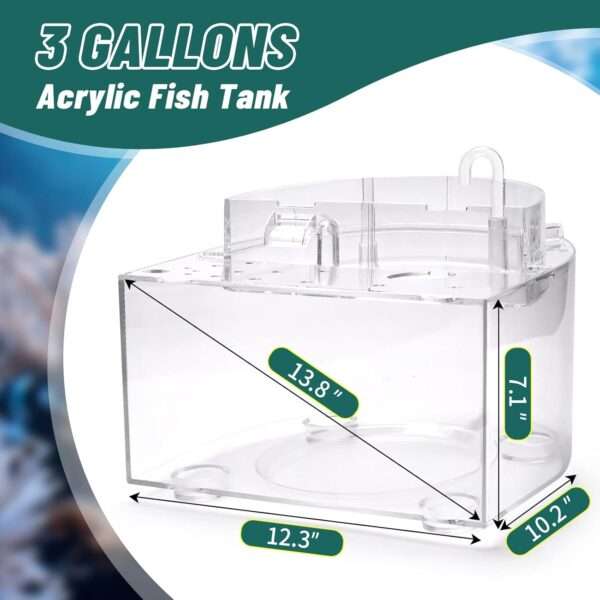 Acuario acuapónico de autolimpieza (31x26x18 cm) con función de cascada e hidropónica. Kit completo para peces betta, incluye calentador y luz LED.