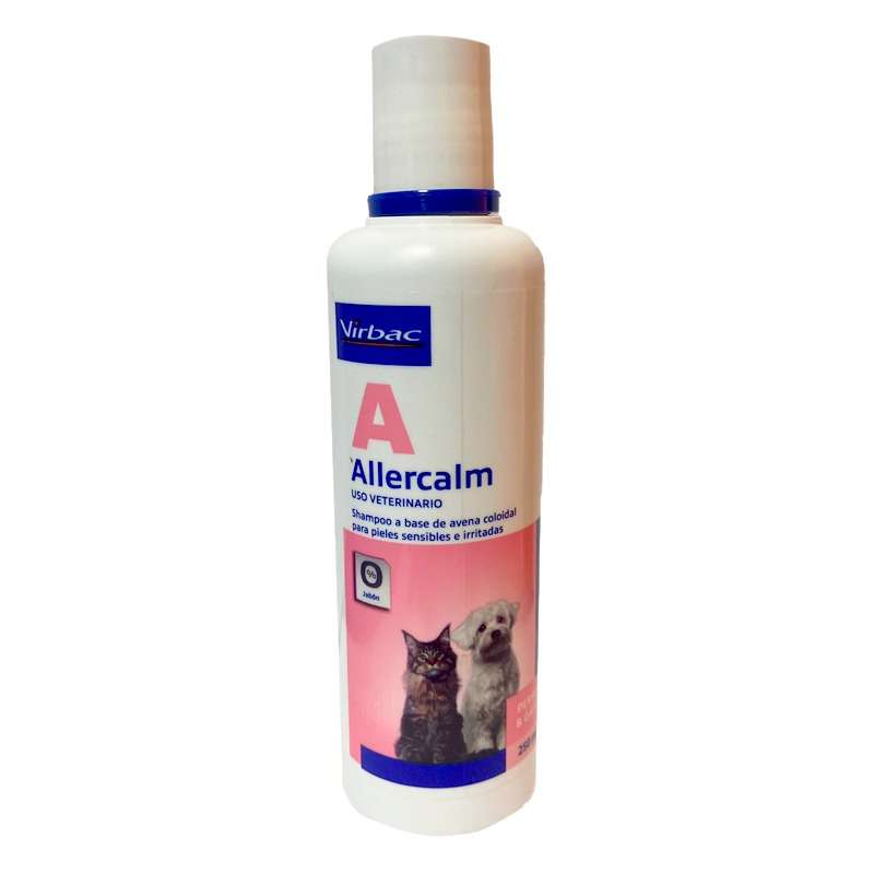 Allercalm Virbac. Champú de uso veterinario para perros y gatos. Contiene avena coloidal y glicerina para pieles sensibles e irritadas.