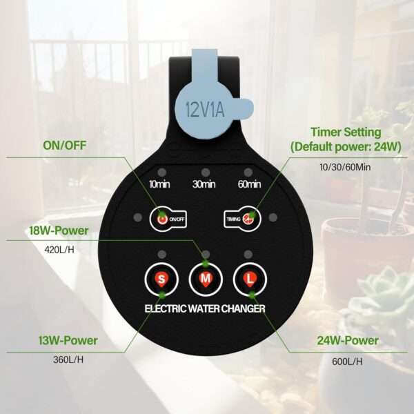 Aspiradora eléctrica de grava BOSTANA 6 en 1 para acuarios. Motor ajustable de 24W, con filtración triple integrada y accesorios para limpiar, cambiar agua y recircular.