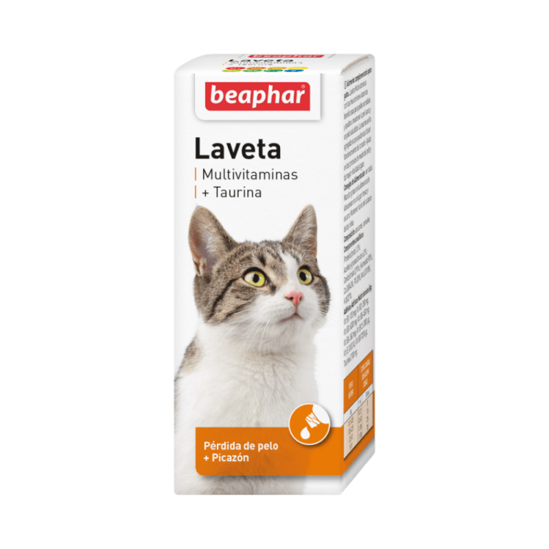 Beaphar Laveta + Taurina para gatos (50 mL). Suplemento de vitaminas para piel, pelo y taurina esencial para la salud cardíaca felina.