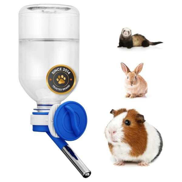 Bebedero Antifugas Patentado de 300 ml con Boquilla Mini (10 mm). Compatible con Botellas PET Estándar. Ideal para Hámster, Cuy y Conejo.