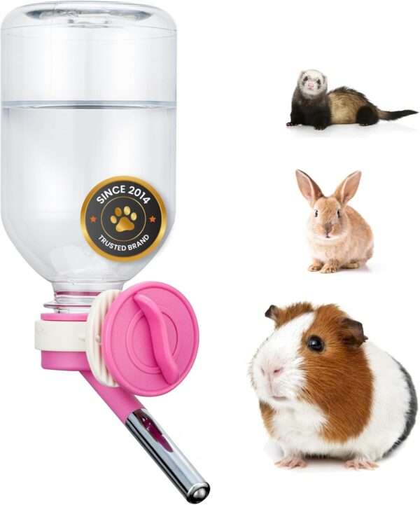 Bebedero Antifugas Patentado de 300 ml con Boquilla Mini (10 mm). Compatible con Botellas PET Estándar. Ideal para Hámster, Cuy y Conejo.