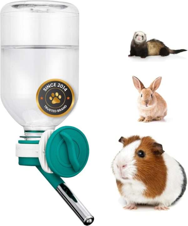 Bebedero Antifugas Patentado de 300 ml con Boquilla Mini (10 mm). Compatible con Botellas PET Estándar. Ideal para Hámster, Cuy y Conejo.